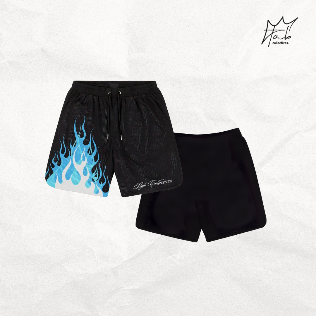 Blue Flame - Mesh Shorts | Timeless In Black Collection