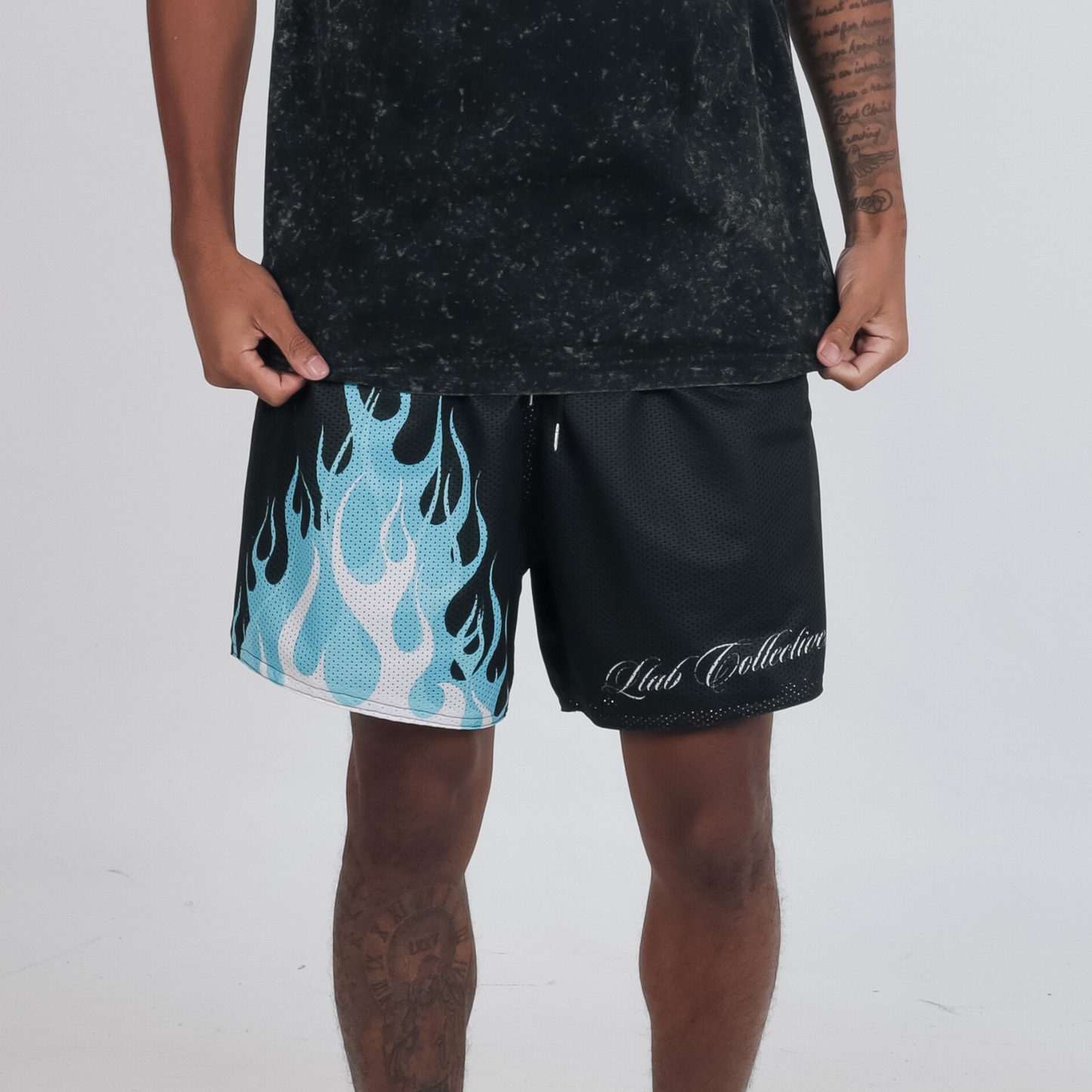 Blue Flame - Mesh Shorts | Timeless In Black Collection